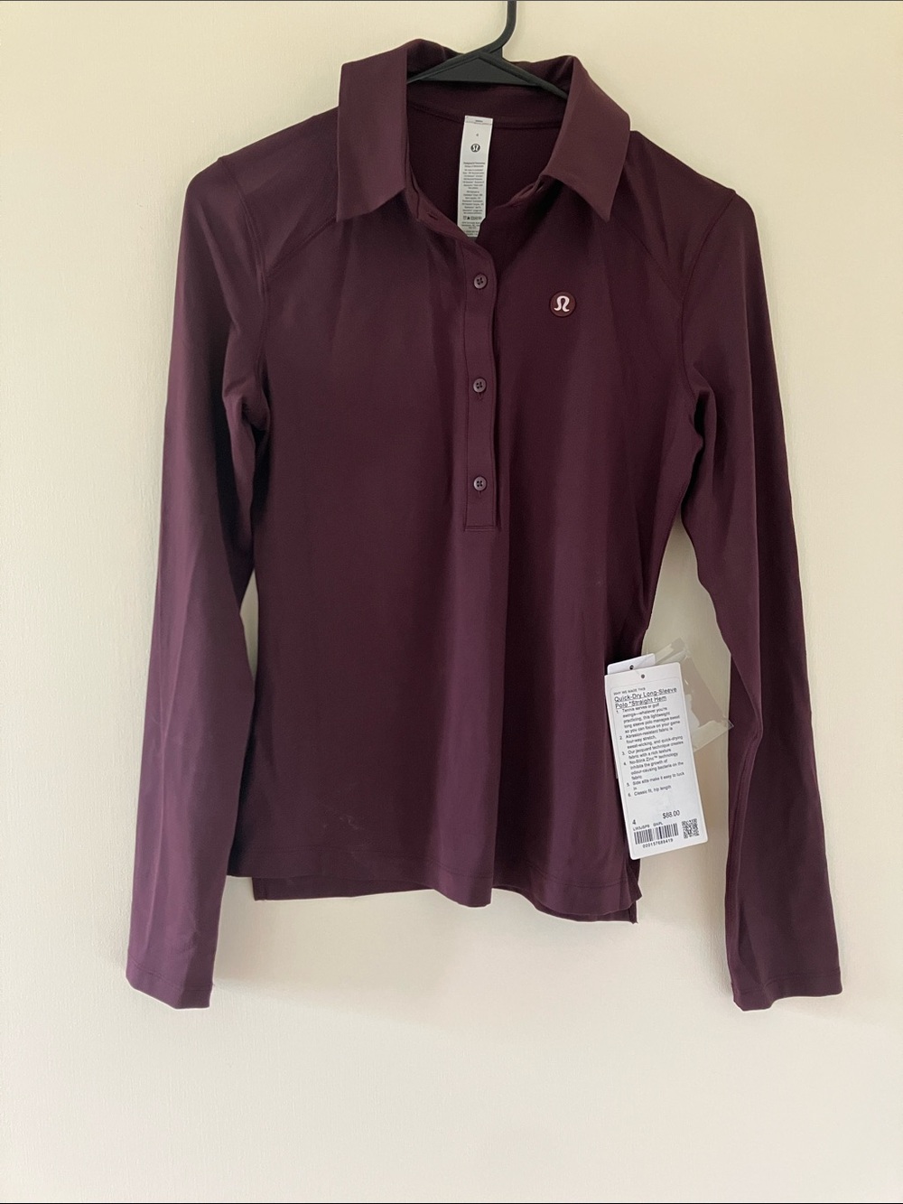 lululemon athletica Long Sleeve Polo in Deep Plum